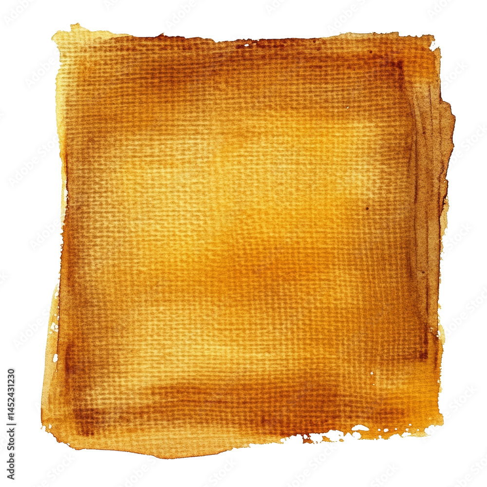 Poster textured golden square canvas with aged and worn edges creating a vintage feel with transparency