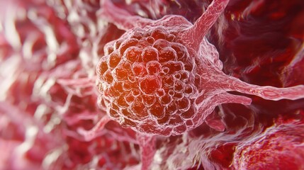 Digital rendering of a malignant tumor growing in muscle tissue