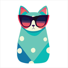 Cute cat face flat design cartoon element illustration