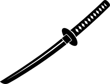 Katana Sword Silhouette Vector - Japanese Samurai Blade Icon