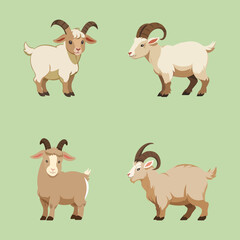 Flat Design Icon of Sacrificial Goat for Islamic Holiday UI