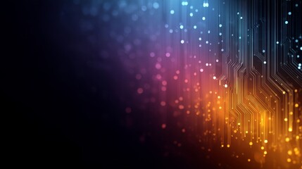 Abstract Digital Background with Colorful Lights and Circuit Design