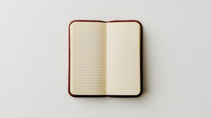 Open notebook on white background