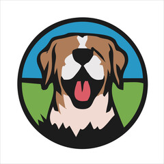 Cute dog face flat design cartoon element illustration