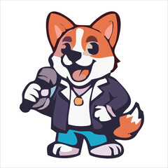 Cute dog face flat design cartoon element illustration