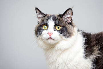 Obraz premium captivating fluffy cat with striking black white and brown fur