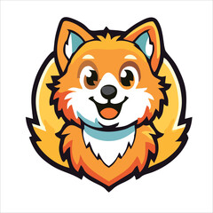 Cute dog face flat design cartoon element illustration