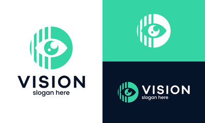 Eye data logo design. Vision eye abstract Vector design with code data graphic icon symbol