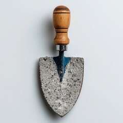 Vintage Garden Trowel on Light Background with Wooden Handle