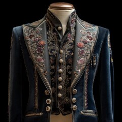 Elegant Tailored Jacket with Intricate Embroidery and Design Details