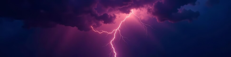 Dramatic flash of lightning against a dark stormy sky, nature, thunder