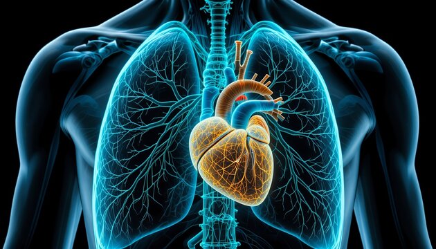 Human Lungs and Heart Anatomy, medical science