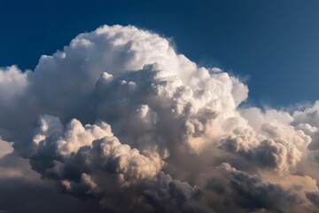 Majestic cumulonimbus cloudscape filling the vast blue sky, creating a dramatic atmosphere and showcasing the beauty of nature's power