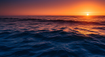 Obraz premium Tranquil Ocean Sunset with Waves and Vibrant Colorful Sky