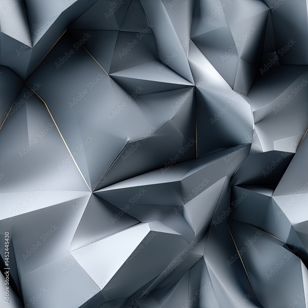 Poster low-poly gray geometric shapes create an abstract background, perfect for modern presentations or de