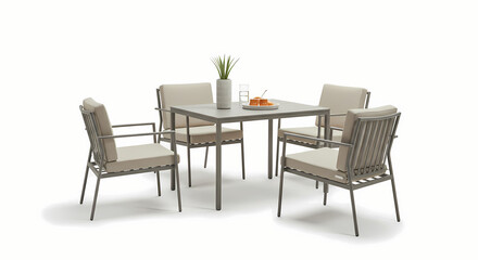 Modern Outdoor Patio Dining Set: 4-Piece Rattan Furniture