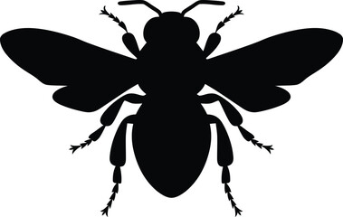 Simple black and white silhouette of a bee, Contrast Bee Design in Black and White