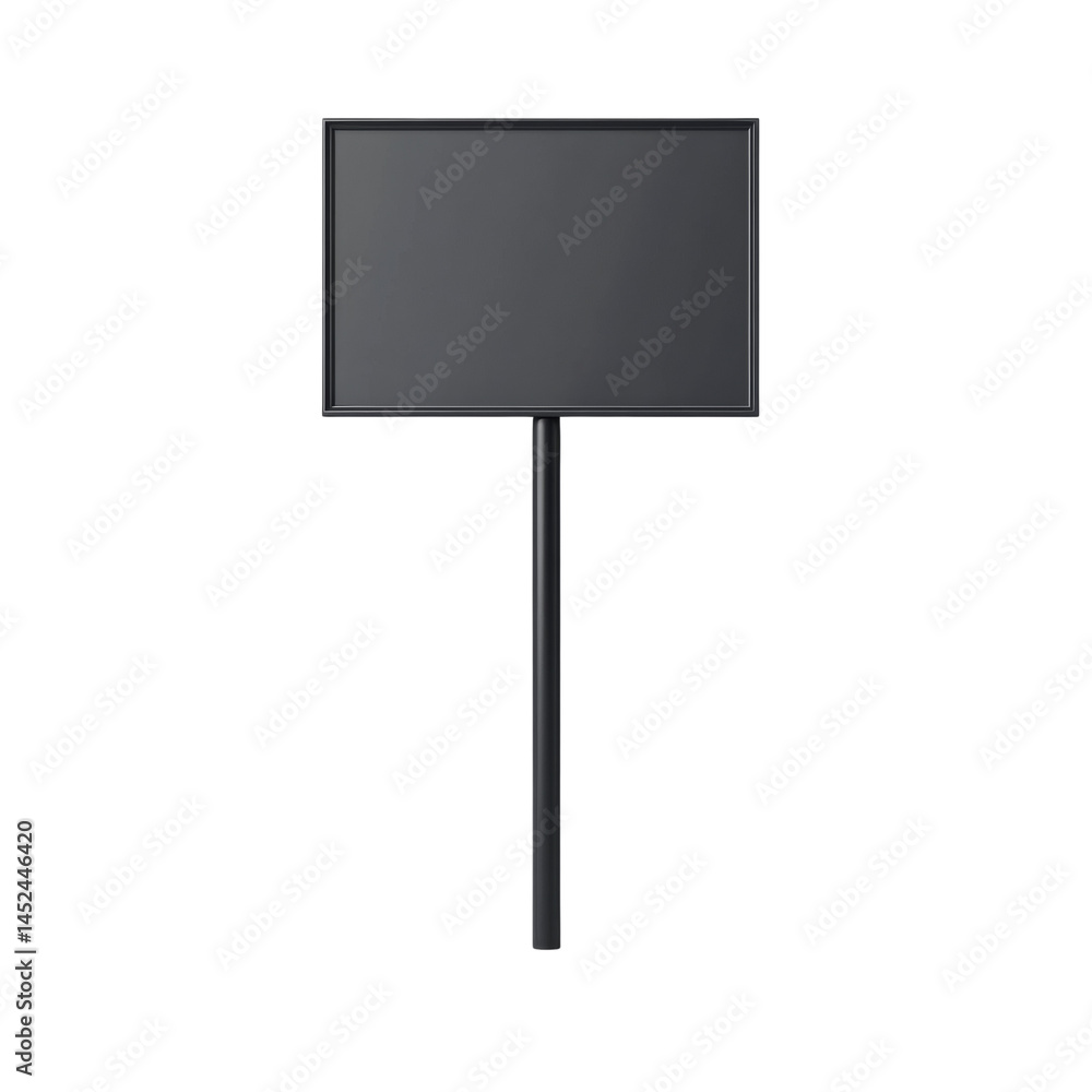 Poster Minimalist sign on a vertical pole offering a blank canvas for messages and branding opportunities with transparent surrounding