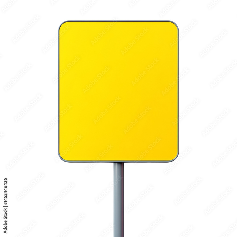 Leinwandbilder Vibrant yellow rectangular sign isolated against a transparent space, perfect for adding custom message