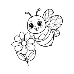 vector illustration of a butterfly and bee. coloring pages