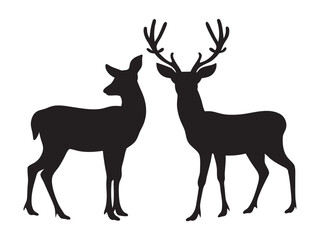 Obraz premium Deer silhouette, Deer icon vector illustration on white background