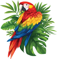Obraz premium An isolated parrot on a branch, vector, png, t-shirt design