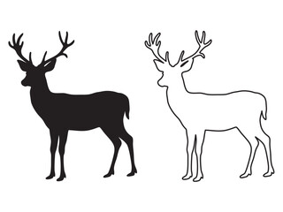 Deer silhouette, Deer icon vector illustration on white background