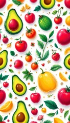 Fresh Fruit and Vegetable Pattern