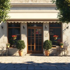 Charming Parisian Style Cafe Shopfront with Outdoor Seating