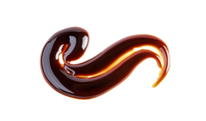 Dark fish sauce spill on transparent background, cutout