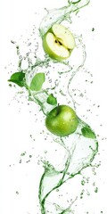 An apple fruit splash isolated on white.