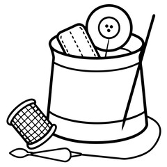 Minimal Sewing Kit Vector on White