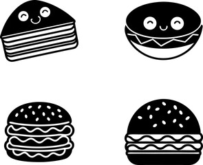 fast food silhouette vector icons , fast food icons set isolated, set of funny cartoon faces, set of cartoon faces, set of funny faces,ice cream icons, ice cream set, funny easter eggs, set of easter.