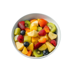 Bowl of fresh fruit salad on transparent background, png
