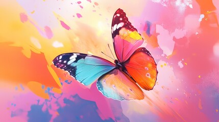 butterfly on pink flower