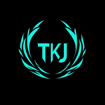 Elegant Turquoise TKJ Monogram Encircled by Abstract Floral Wreath Design