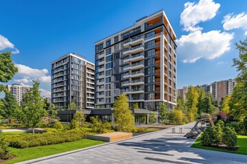 Modern architecture meets nature in a vibrant urban landscape during a sunny day