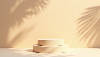 Mock up of stone and small plant forming a product podium, Cosmetic presentation.
