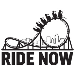 Vector roller coaster ride silhouette park. Rollercoaster icon illustration skyline concept Vector Black silhouettes. with white background