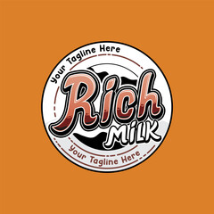 Rich Milk typography logo label for dairy products