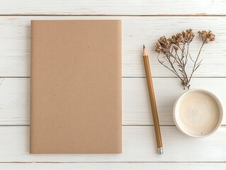 Brown Kraft Paper Notebook Stationery Flatlay