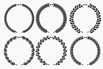 Silhouette Laurel Wreath Circle Border Vintage style Collection.