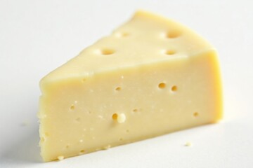 Creamy white cheese wheel on white background, gouda, brick