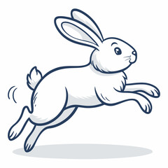 Create a bold, vector illustration of a bunny mid-jump, showcasing dynamic movement and thick outlines.  The bunny should appear energetic and joyful.