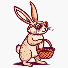 Create a bold, vector illustration of a cool bunny wearing sunglasses.  The style should be minimalist and impactful.