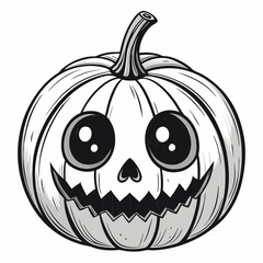 Create a bold, vector illustration of a carved pumpkin with a single, simple design.  Focus on a thick, clean line-stroke style.