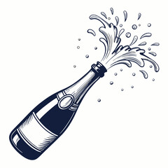 Create a bold, vector illustration of a champagne bottle with a thick, prominent stroke.  Ensure clean lines and high resolution. © adobe1 stock