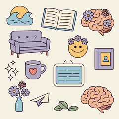 Self-Care & Healing Vibes Cozy Wellness Sticker Pack