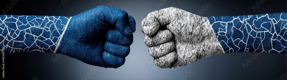 Poster harmonious connection of two hands in vibrant double exposure illustration symbolizing unity and col