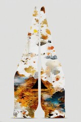 Artistic Double Exposure Illustration of Hands Merging Natural Landscapes and Abstract Elements for Creative Visual Projects